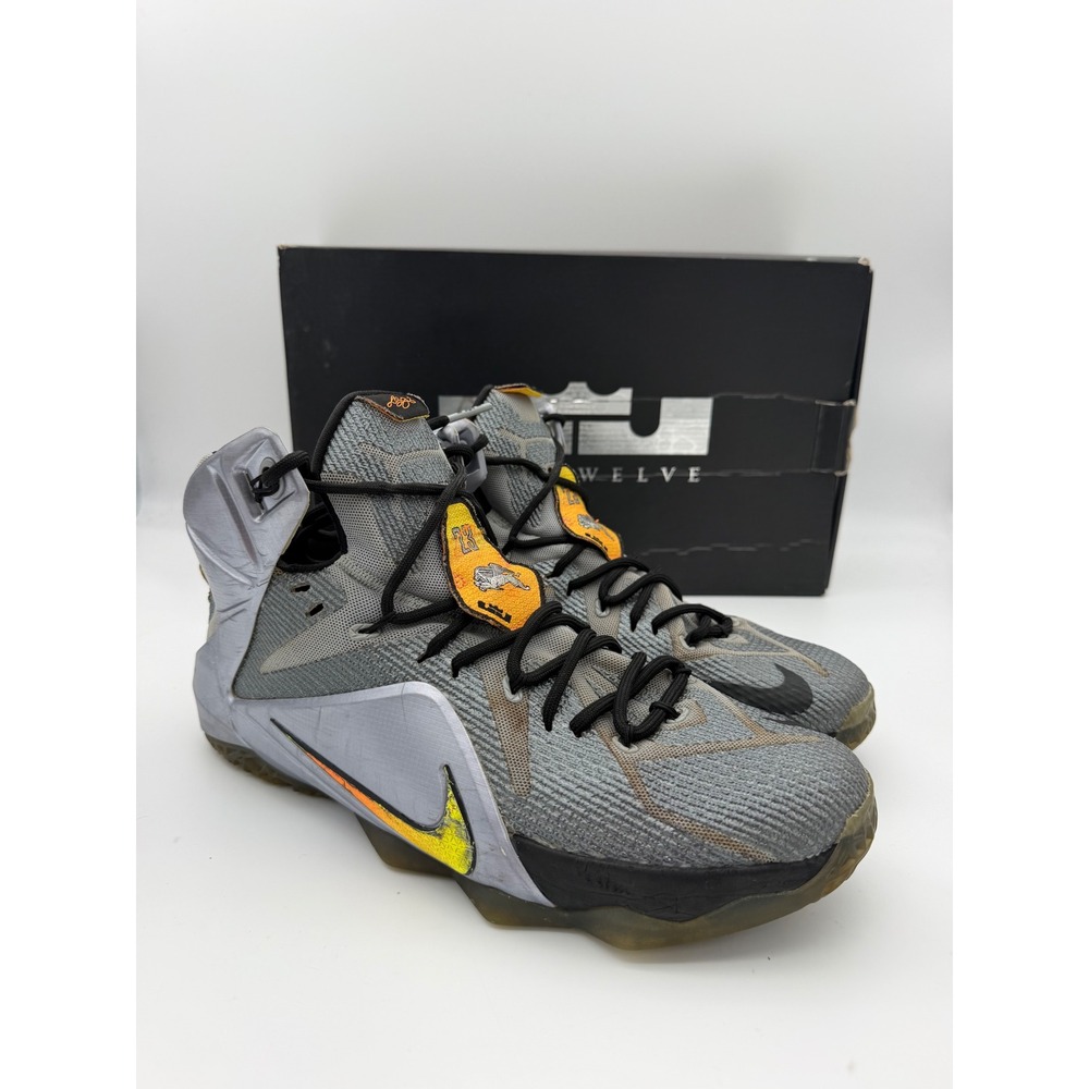 Nike LeBron XII 12 Flight Wolf Grey Bright Citrus 684593-080 Mens 11.5 OG Box